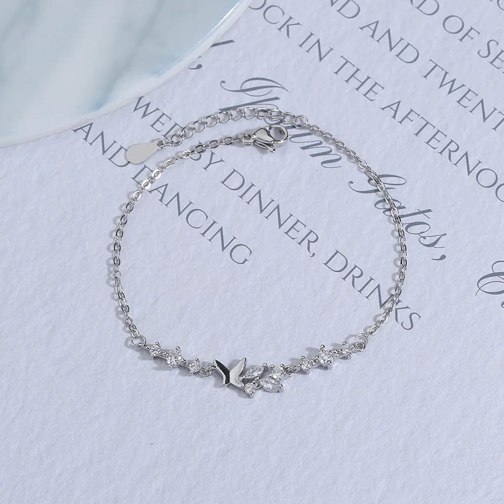 Pulseira de Prata 925 VENTFILLE - Borboleta com Diamantes