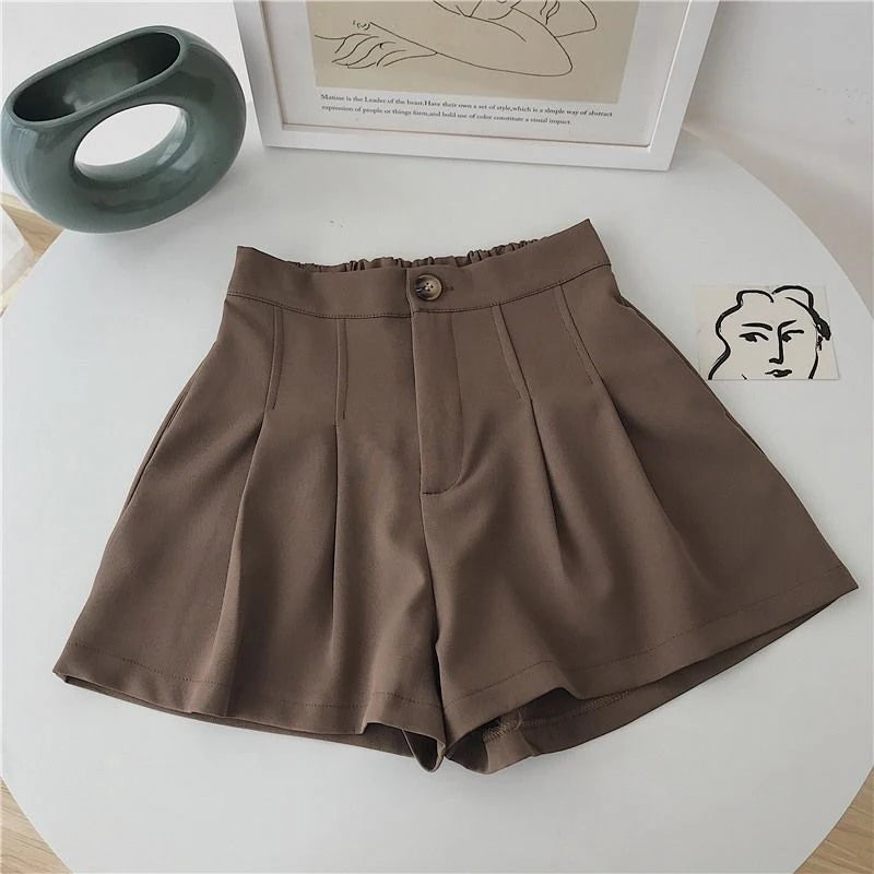 Shorts Estilo Coreano com Cintura Alta e Elástica