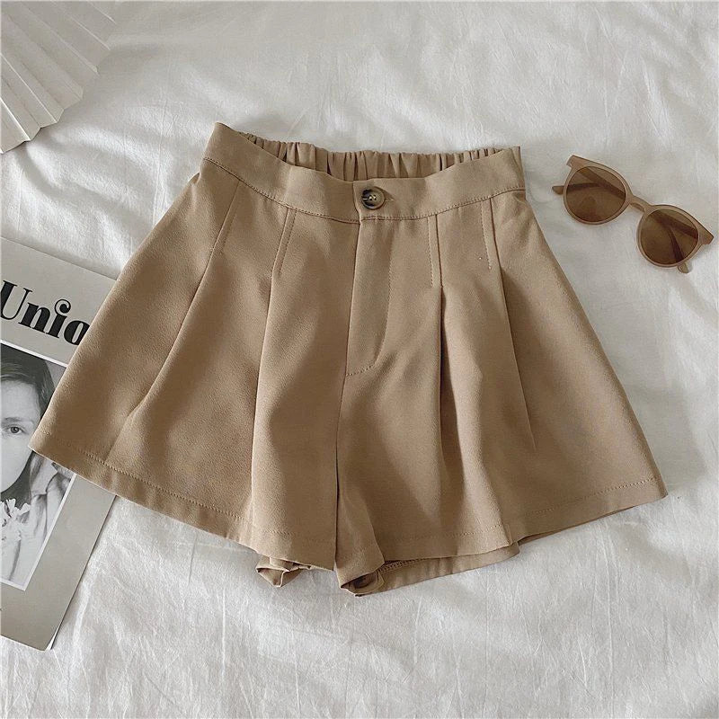 Shorts Estilo Coreano com Cintura Alta e Elástica