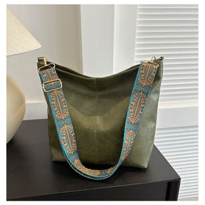Bolsa Boho Chic Feminina, Grande Capacidade, Alça Larga Vintage