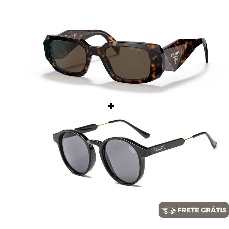 DEZEMBRO BLACK - 2 Óculos Unissex - Gucci | Prada - COMPRE 1 LEVE 2