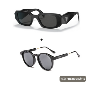 DEZEMBRO BLACK - 2 Óculos Unissex - Gucci | Prada - COMPRE 1 LEVE 2