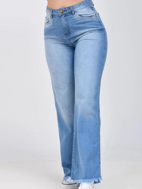 Calça Jeans Feminina Wide Leg Pantalona