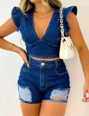 Conjunto jeans Short + cropped