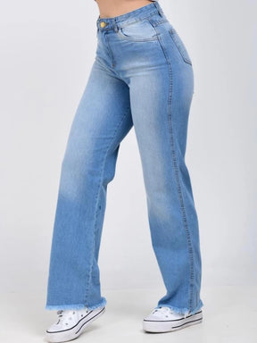 Calça Jeans Feminina Wide Leg Pantalona