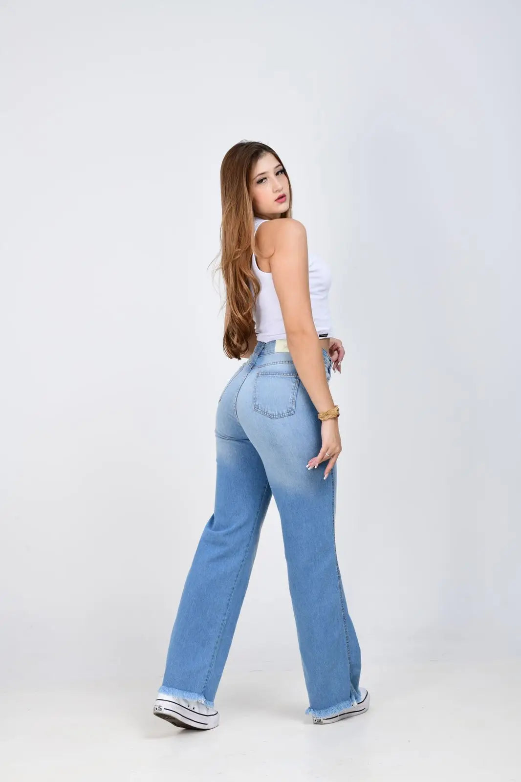 Calça Jeans Feminina Wide Leg Pantalona