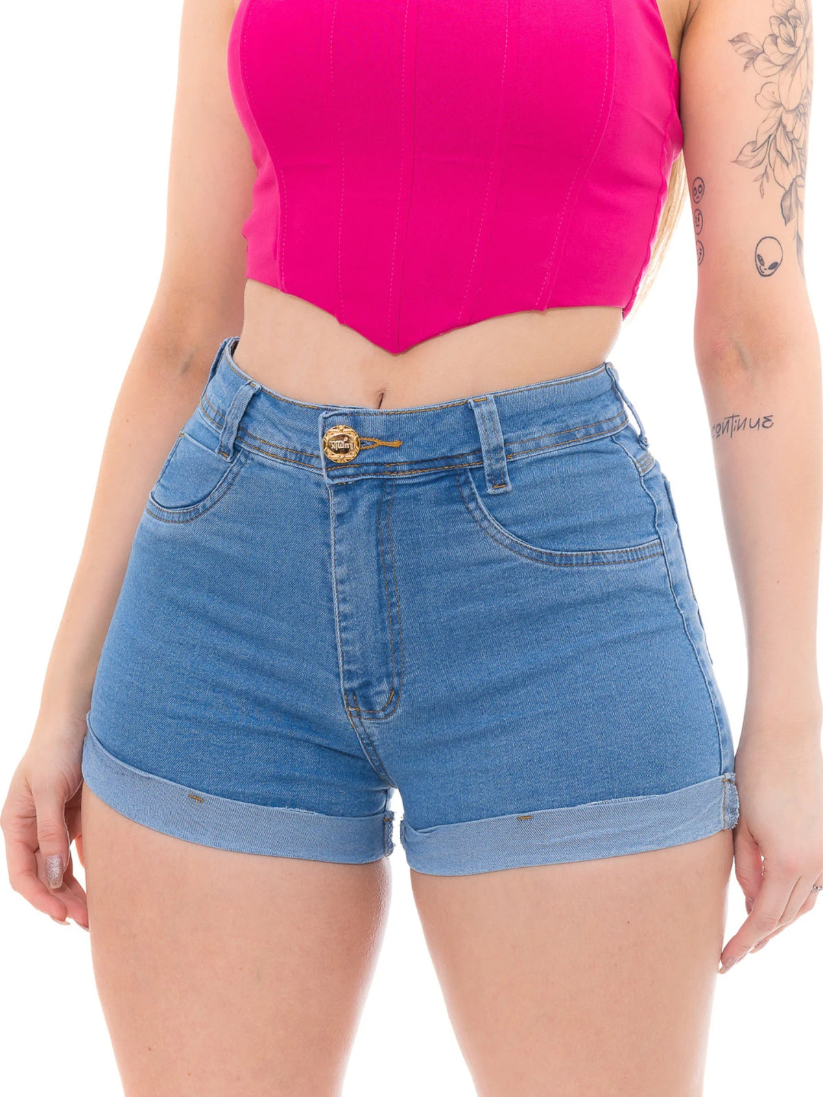 Shorts jeans levanta bumbum