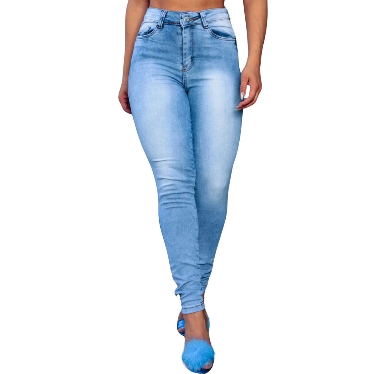 Calça Jeans Skinny Feminina Cintura Alta