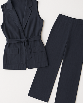 Conjunto “Elegância Serena” – Colete Alfaiataria & Calça Reta | New Fox