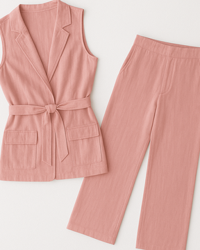 Conjunto “Elegância Serena” – Colete Alfaiataria & Calça Reta | New Fox