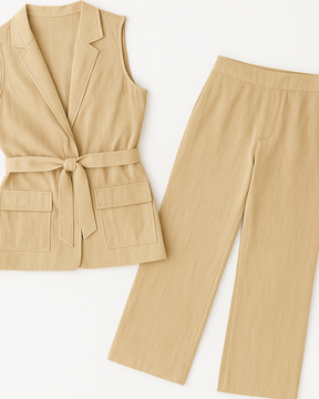 Conjunto “Elegância Serena” – Colete Alfaiataria & Calça Reta | New Fox