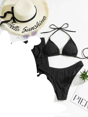 Biquíni com Detalhe Jacquard e Cordinha