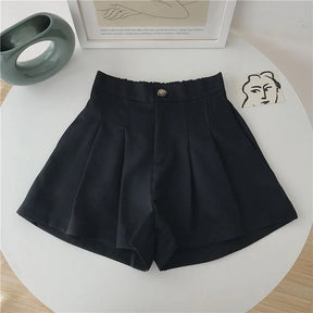 Shorts Estilo Coreano com Cintura Alta e Elástica