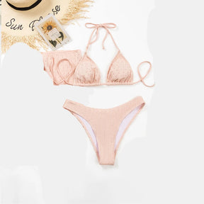 Biquíni com Detalhe Jacquard e Cordinha