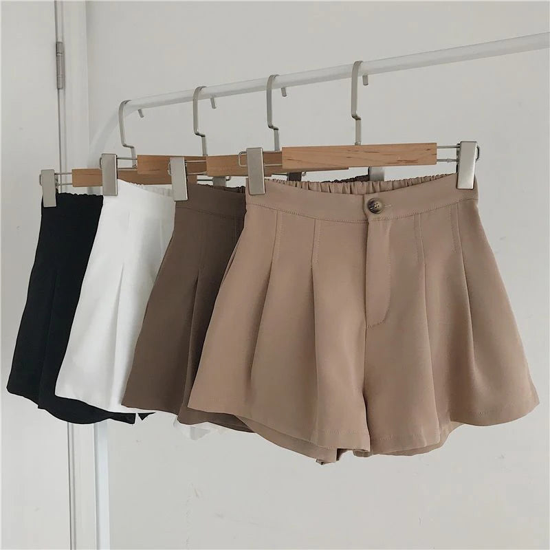 Shorts Estilo Coreano com Cintura Alta e Elástica