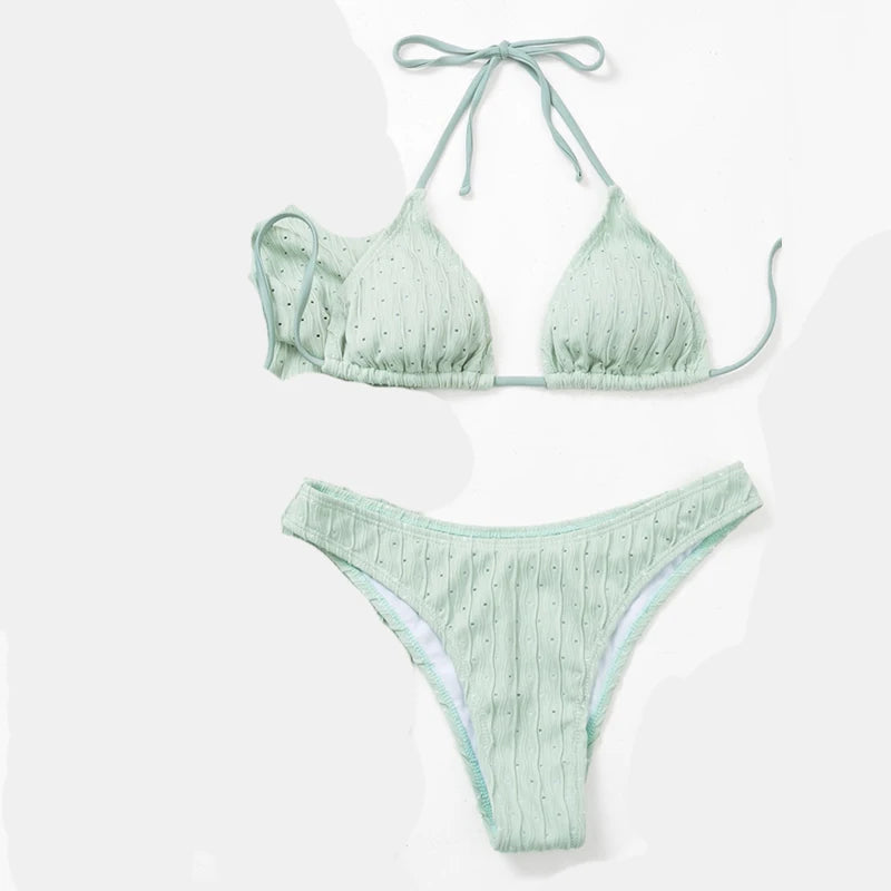 Biquíni com Detalhe Jacquard e Cordinha