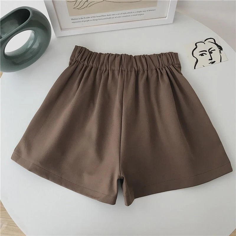 Shorts Estilo Coreano com Cintura Alta e Elástica