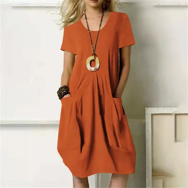 Vestido Midi Solto Gola Redonda Allure