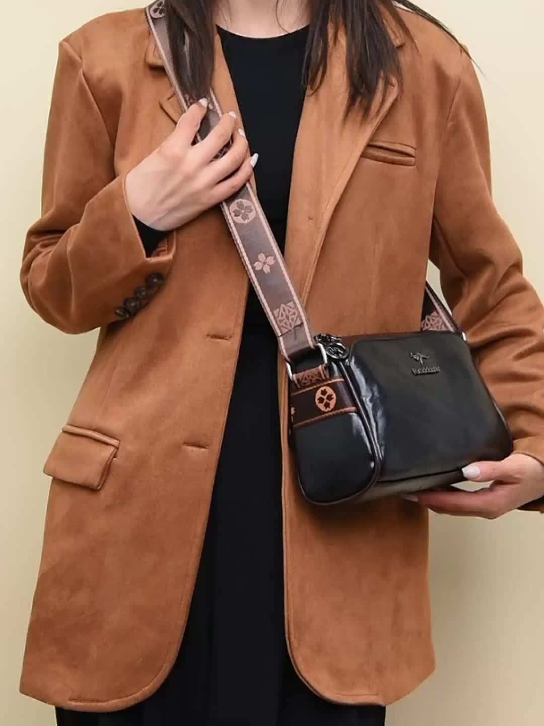 Bolsa Transversal Sólida, Ombro Casual Feminina, Acessório Trendy