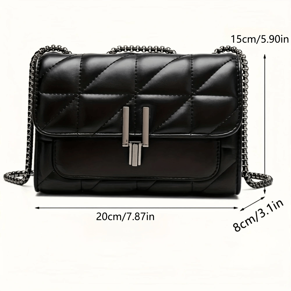 Bolsa Mini Elegante Preta, Alça Ajustável e Fecho Turn-Lock